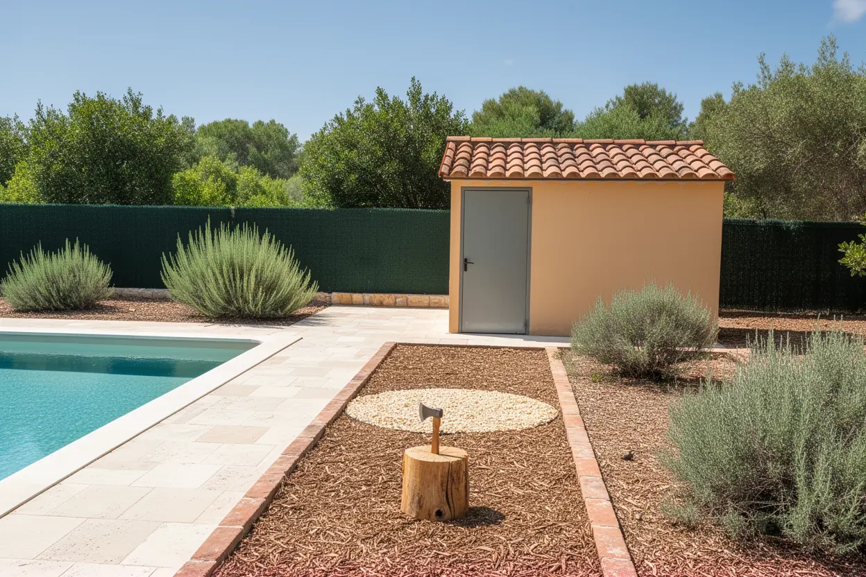 Jardin de Mougins dégagé après démontage du cyprès