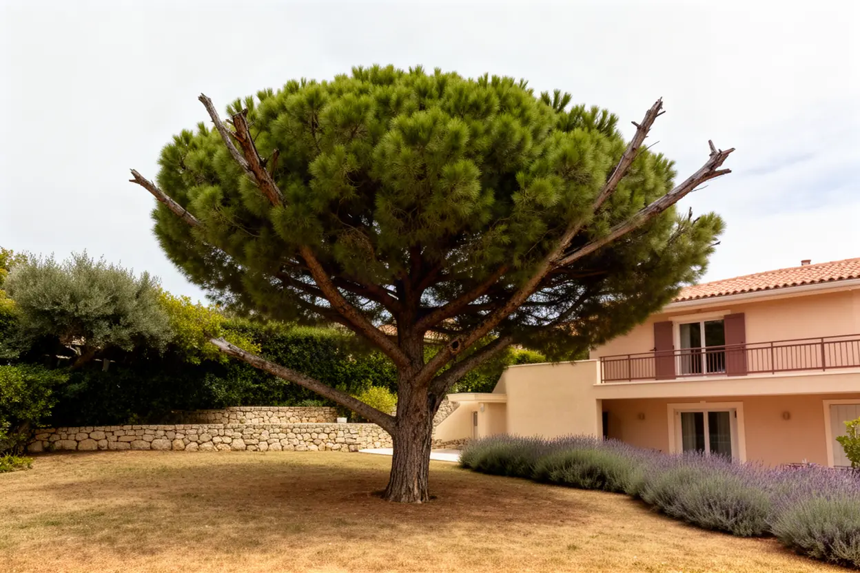 Pin parasol dense avant taille à Cannes