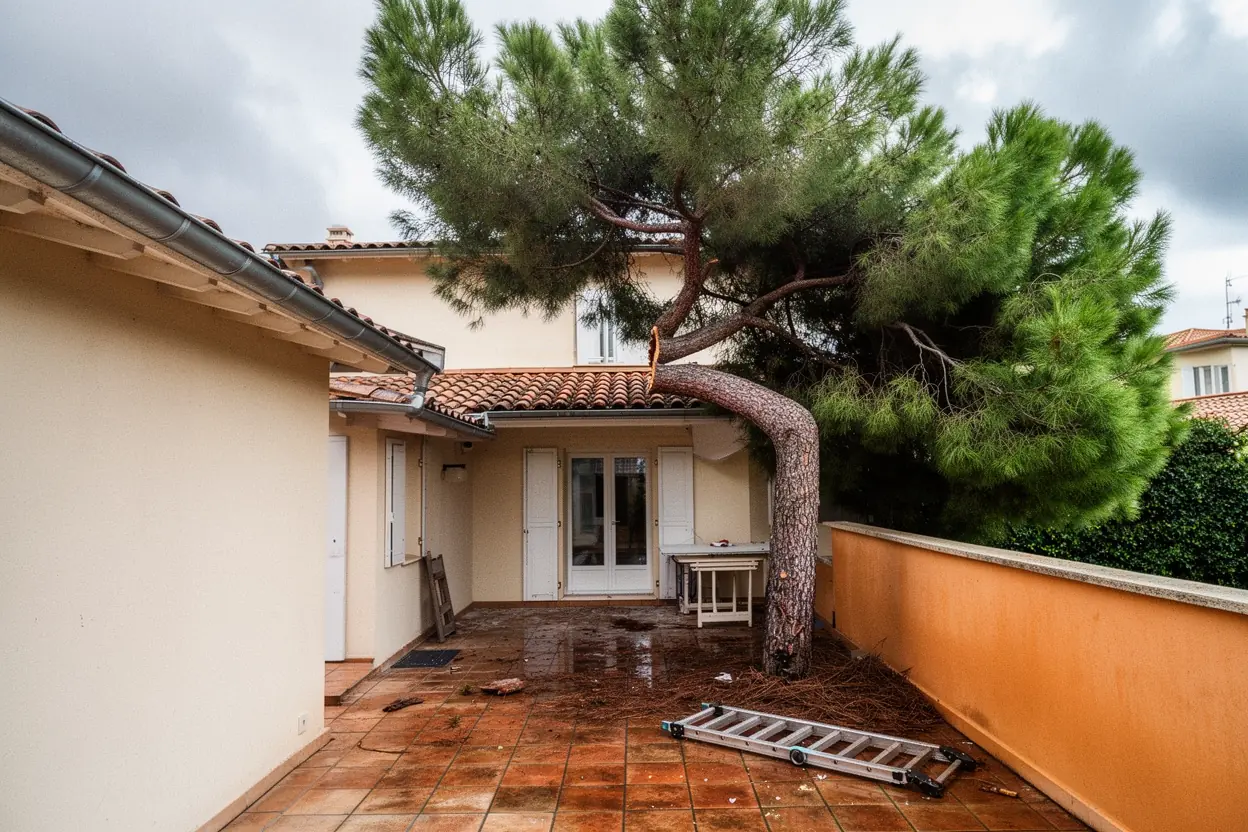 Terrasse cannoise sécurisée après démontage de branche