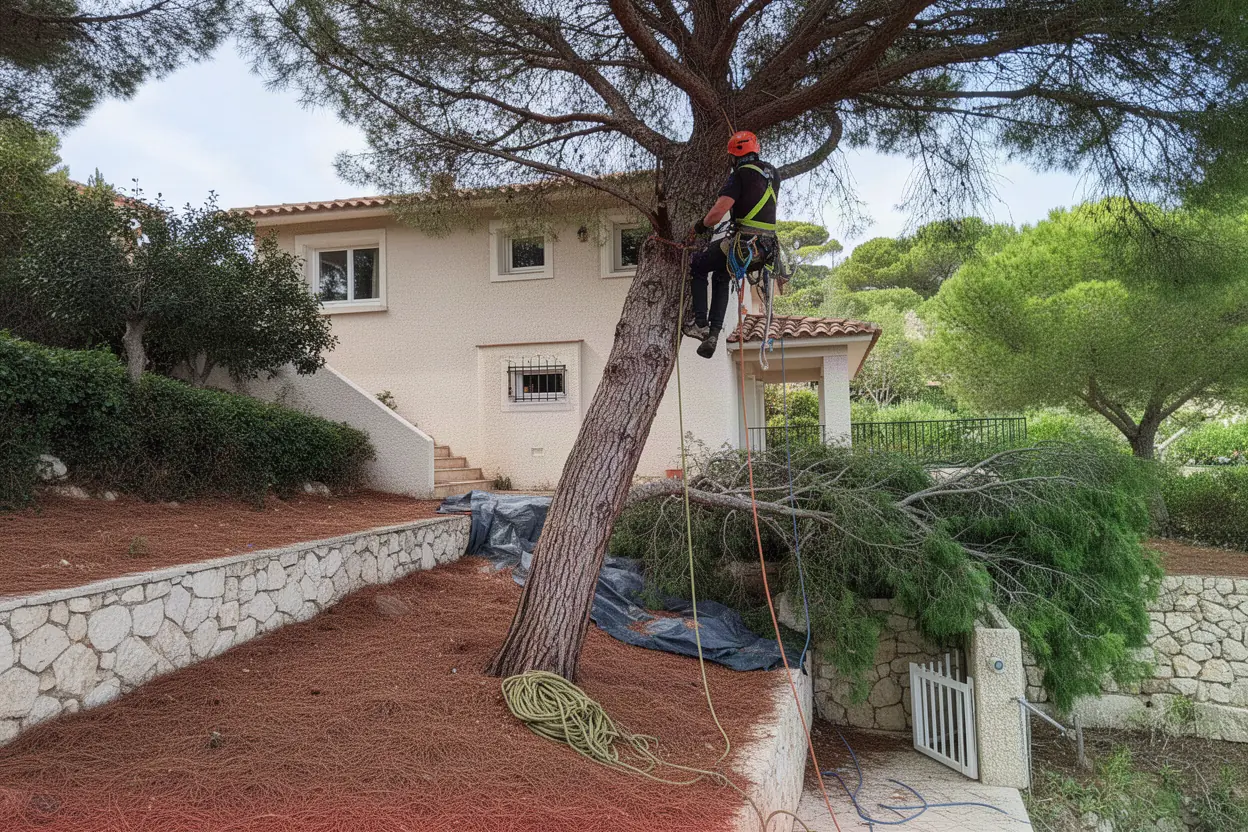 Arboriste grimpeur dans le Vieux Cannet
